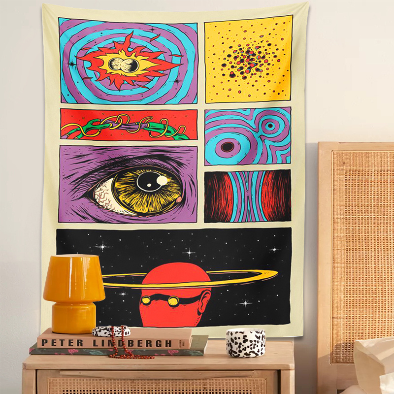 Vintage Gaming Accessories - VIKAMA Psychedelic Collage Art Tapestry Retro