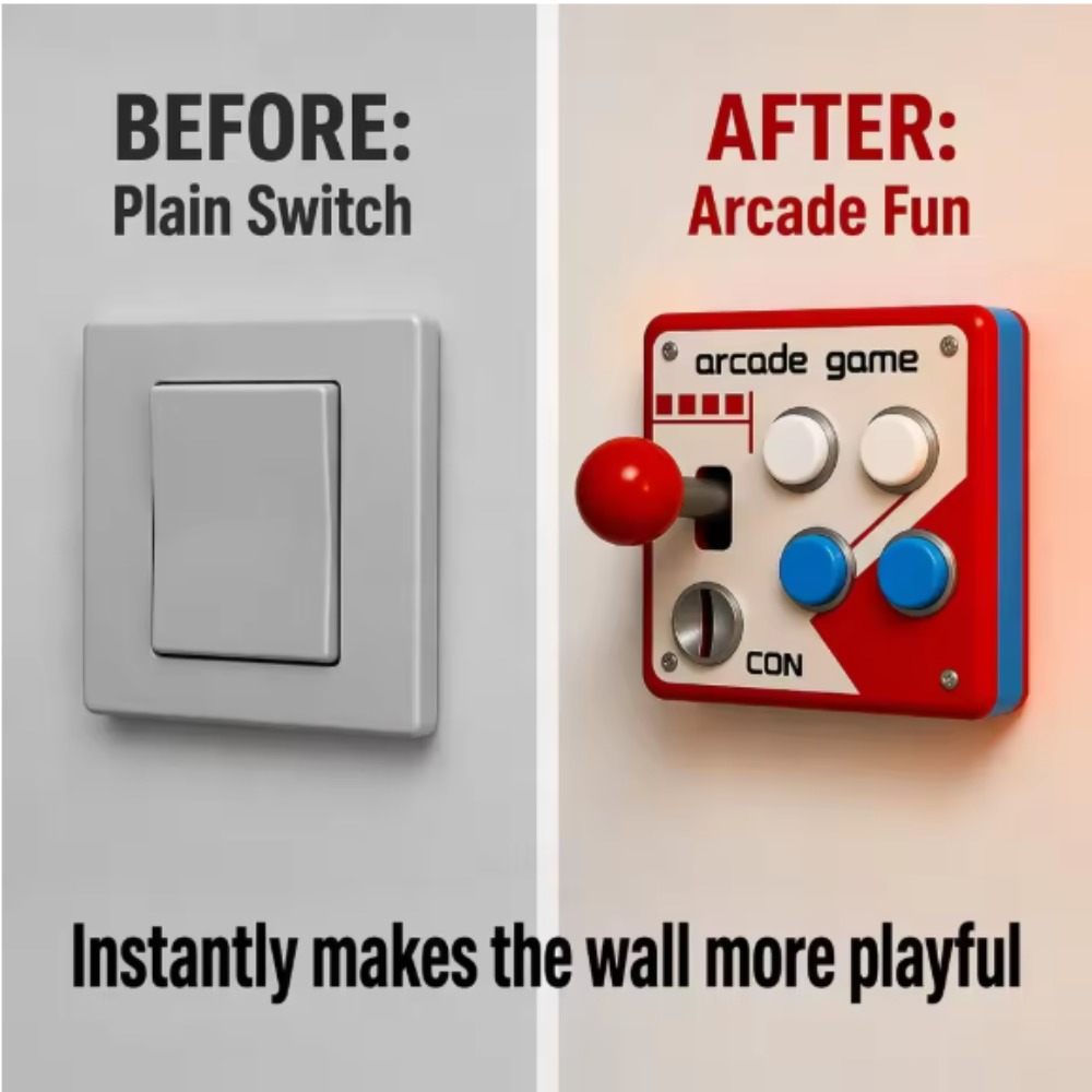Gaming Accessories Wall - Retro Arcade Joystick Switch Plate Cover,