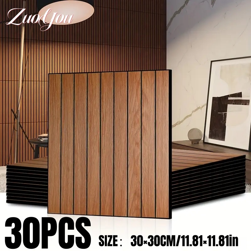 Gaming Accessories Wall - Faux Wood Grain Grille Self-Adhesive Wallpaper