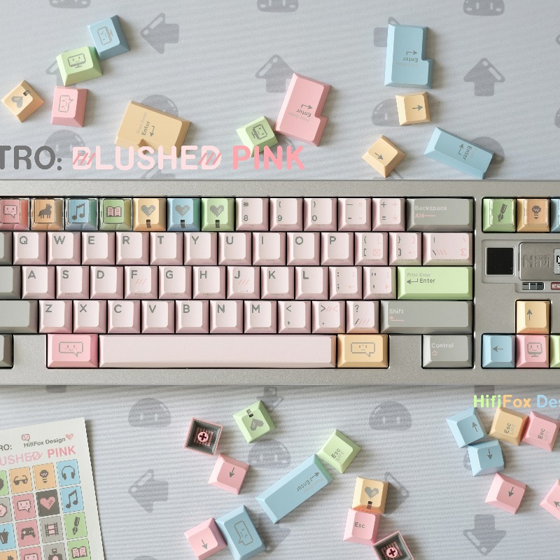 Vintage Gaming Accessories - Shy Pink Vintage Theme Keycaps Set