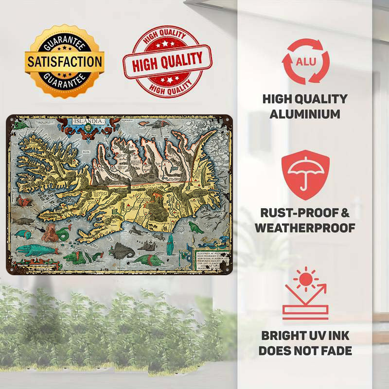 Map of Iceland Metal Poster Cu - Gaming Accessories Europe review and price