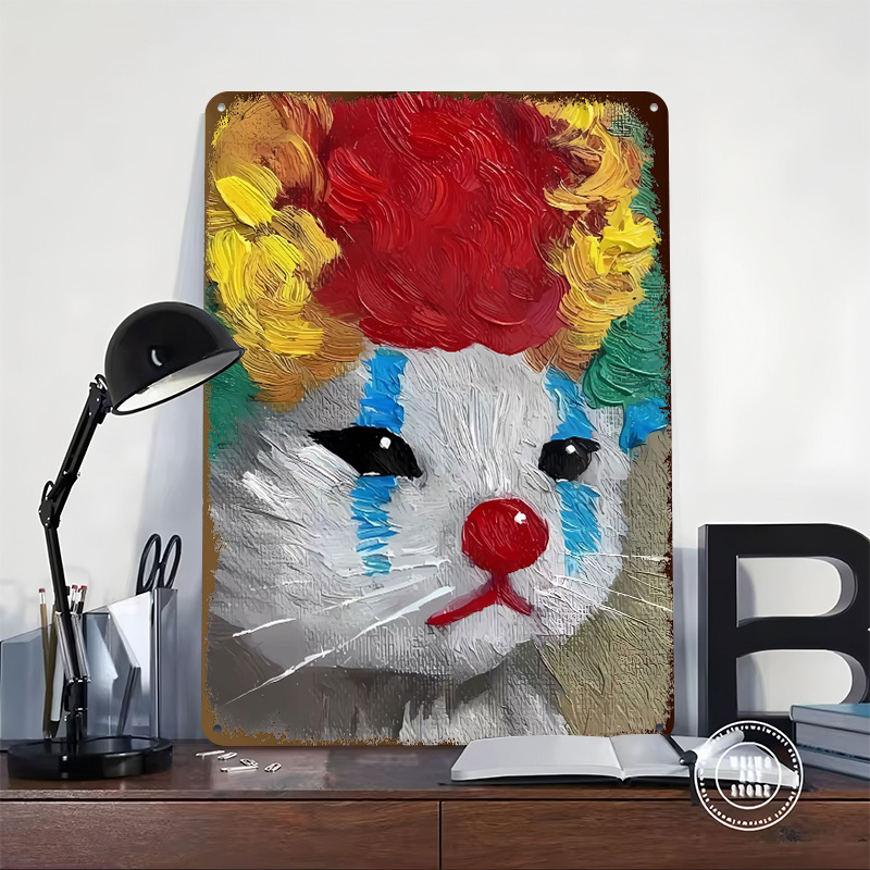 Sad Clown Cat Painting Tinplat - Vintage Gaming Accessories review and price