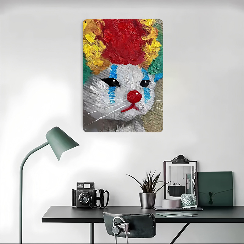Sad Clown Cat Painting Tinplat - Vintage Gaming Accessories review and price
