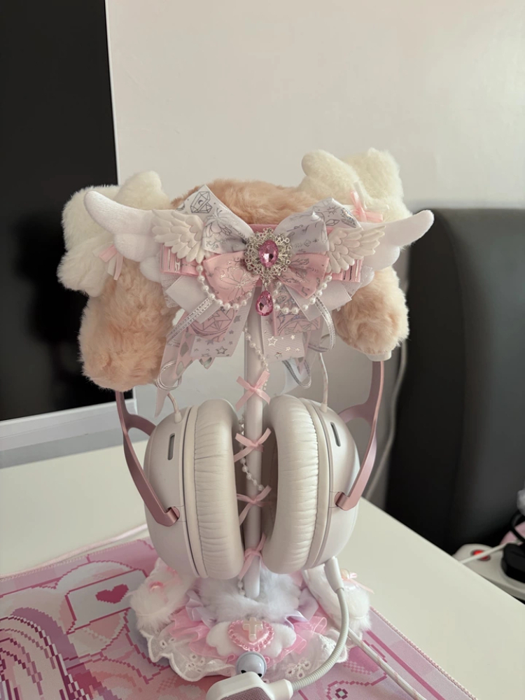 Cute Lace Headphone Stand Pink - Gaming Accessories Cute review and price